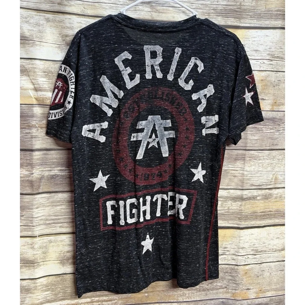 American‎ Fighter by Affliction Men's Small Heathered Black T-Shirt Short Sleeve